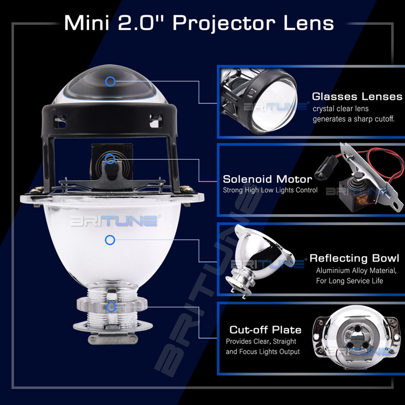 Lentile faruri 2.0 H1 HID Bi-xenon H4 H7 Proiector Lentilă metalică Mini Gatling Gun Cover pentru mașină Motociclete Accesorii Retrofit