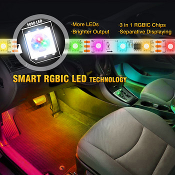 OKEEN RGB Интериор на автомобила Околни светлини Неонови LED ленти Универсални автоматични крачни светлини с APP Remote Auto Atmosphere Декоративни лампи