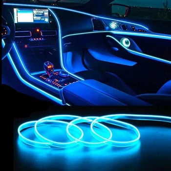 OKEEN 5M EL Wire Neon Car Interior Lighting Led Strip Auto Atmosphere Ambient Light Гъвкаво светлинно въже Тръба Декоративна лампа