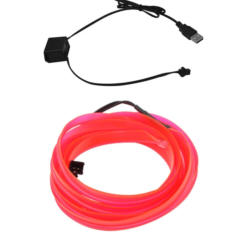 OKEEN 5M EL Wire Neon Iluminare interioară a mașinii Bandă Led Auto Atmosferă Lumină ambientală Lumină flexibilă Tub de frânghie Lampă decorativă