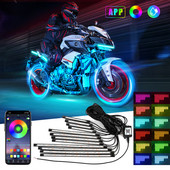 12 buc. Lumini LED sub caroserie pentru motociclete RGB Multicolor APP Control Car Underglow Neon Strip pentru lampă de atmosferă Yamaha Hodna