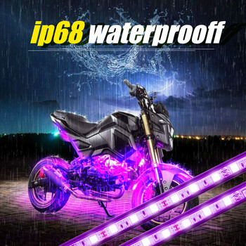 12 τμχ Φώτα κάτω από LED μοτοσικλέτας RGB Πολύχρωμη APP Έλεγχος Λωρίδα νέον αυτοκινήτου Underglow για λάμπα ατμόσφαιρας Yamaha Hodna