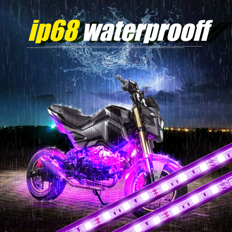 12 buc. Lumini LED sub caroserie pentru motociclete RGB Multicolor APP Control Car Underglow Neon Strip pentru lampă de atmosferă Yamaha Hodna