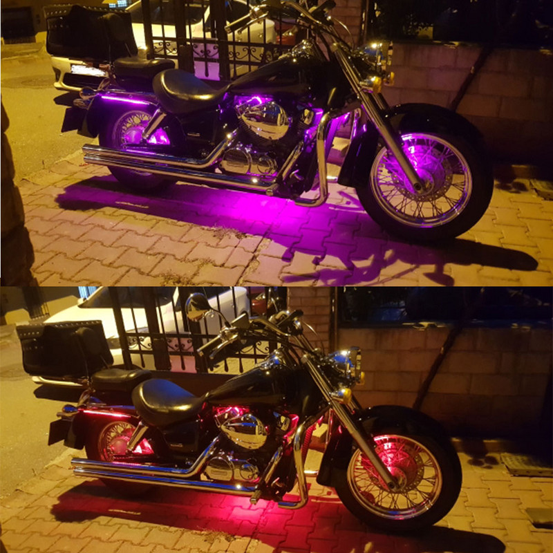 12 buc. Lumini LED sub caroserie pentru motociclete RGB Multicolor APP Control Car Underglow Neon Strip pentru lampă de atmosferă Yamaha Hodna