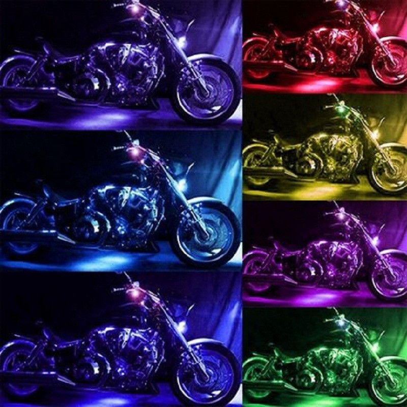 12 buc. Lumini LED sub caroserie pentru motociclete RGB Multicolor APP Control Car Underglow Neon Strip pentru lampă de atmosferă Yamaha Hodna