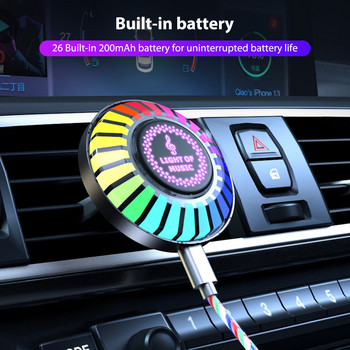 Car Music Rhythm Atmosphere Lamp 24 LED Light RGB Sound Control Voice Rhythm Ambient Pickup Lamp For Car Vent Clip Освежител за въздух