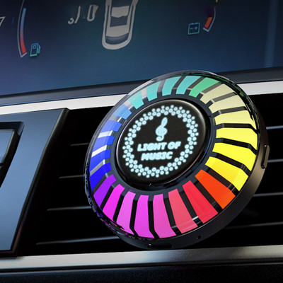 Autózene Rhythm Atmosphere Lámpa 24 LED Fény RGB hangvezérlés Hangritmus környezeti hangszedő lámpa autós szellőzőkapocs légfrissítőhöz