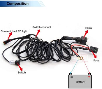 Σετ καλωδίων καλωδίωσης HAOLIDE 3M Προσαρμογέας ρελέ για προβολείς αυτοκινήτου Φώτα εργασίας LED Φωτιστικό αυτοκινήτου Σύρμα 3M 12V 24V 40A