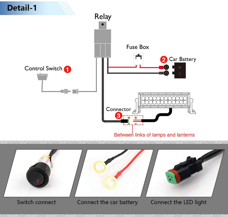Σετ καλωδίων καλωδίωσης HAOLIDE 3M Προσαρμογέας ρελέ για προβολείς αυτοκινήτου Φώτα εργασίας LED Φωτιστικό αυτοκινήτου Σύρμα 3M 12V 24V 40A