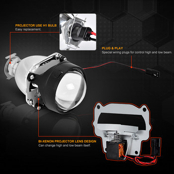 Μίνι προβολέας 2,5 ιντσών HID Xenon Projector Len Kit H4 H7 Socket for DIY Retrofit Lamp Μοτοσικλέτα Μεγάλης Σκάλας Χρήση λαμπτήρα H1 Led