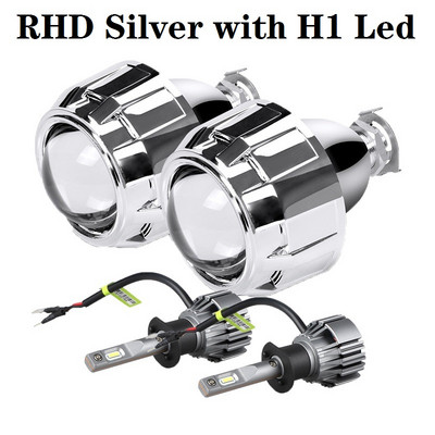 Kit de lentile pentru proiector cu xenon HID cu mini faruri de 2,5 inci, soclu H4 H7 pentru lampă de retrofit de bricolaj, pentru motocicletă, faza mare înaltă, bec cu LED H1