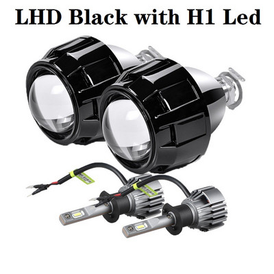 Kit de lentile pentru proiector cu xenon HID cu mini faruri de 2,5 inci, soclu H4 H7 pentru lampă de retrofit de bricolaj, pentru motocicletă, faza mare înaltă, bec cu LED H1