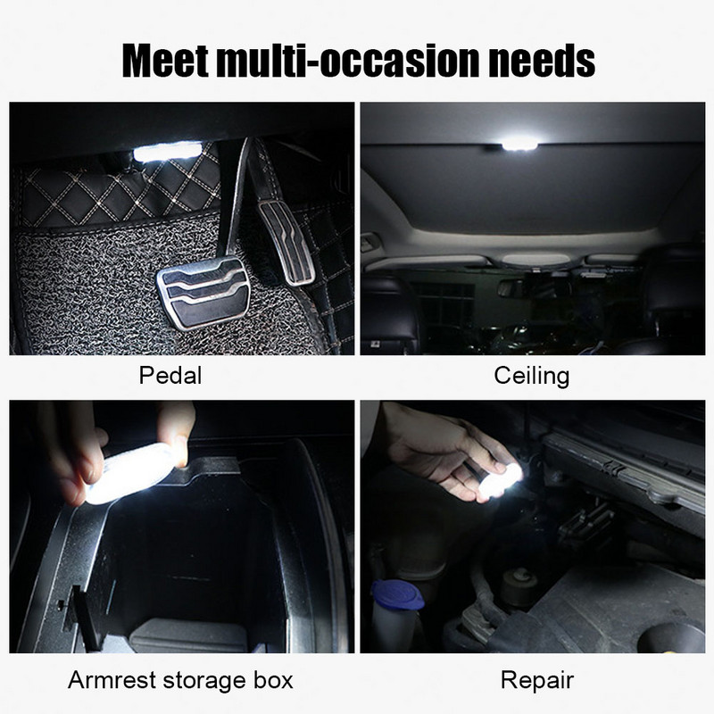 Lumină tactilă fără fir cu LED-uri pentru mașină Lumină interioară, reîncărcabilă prin USB, lumină de lectură automată de tavan pentru cutia de depozitare a portbagajului pentru picior
