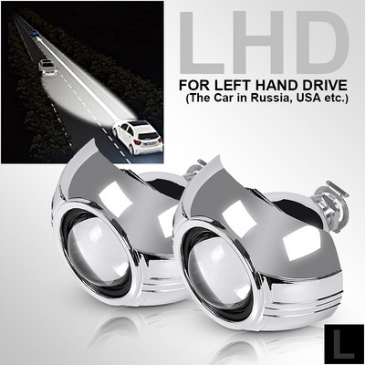 2,5 ιντσών Επώνυμα κάλυμμα στυλ προβολέα αυτοκινήτου HID Bi Xenon Φακός Προβολέα Retrofit Προσαρμογέας υποδοχής H4 H7 Προβολέας Χρήση λαμπτήρων H1