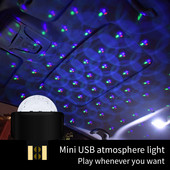 2 buc. Auto LED Auto USB Lumină ambientală DJ RGB Mini muzică colorată Lumină sonoră Interfață USB-C Interfață Apple Interfață de vacanță Karaoke