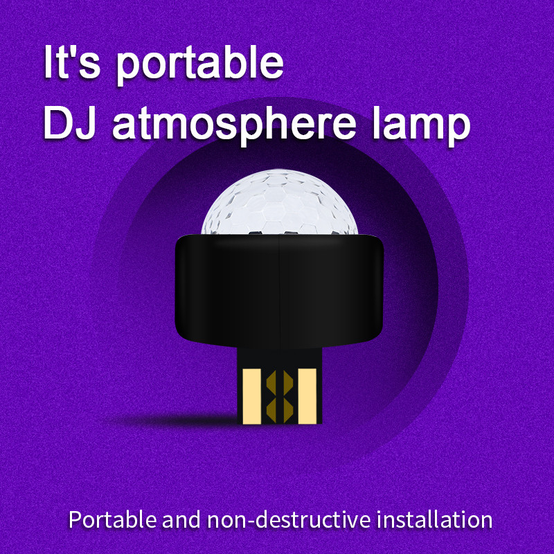 2 buc. Auto LED Auto USB Lumină ambientală DJ RGB Mini muzică colorată Lumină sonoră Interfață USB-C Interfață Apple Interfață de vacanță Karaoke