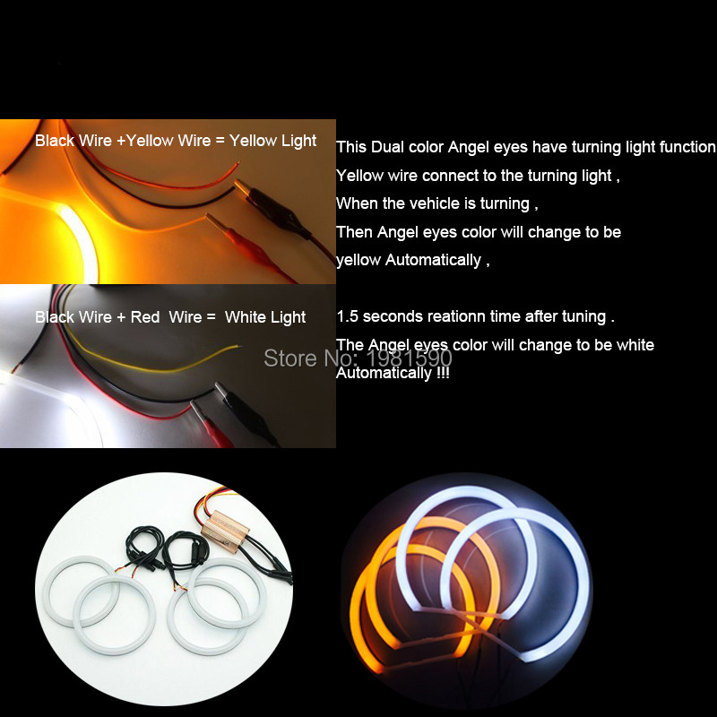 Hopstyling Dual Colore White+Yellow SMD LED Angel Eyes za BMW E36 E38 E39 E46 Prednja svjetla projektora Pamučno svjetlo bez grešaka