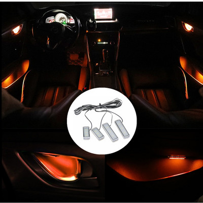 4 buc. Lumină ambientală LED pentru mașină, ușă interioară, mâner pentru bol, lumină pentru cotieră, ușă mașină, lampă decorativă pentru atmosferă, universală