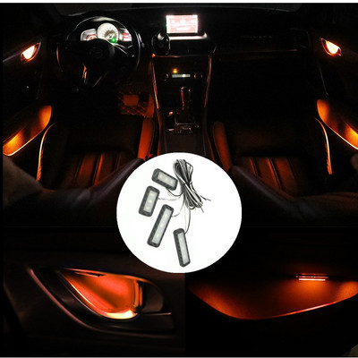 4 buc. Lumină ambientală LED pentru mașină, ușă interioară, mâner pentru bol, lumină pentru cotieră, ușă mașină, lampă decorativă pentru atmosferă, universală