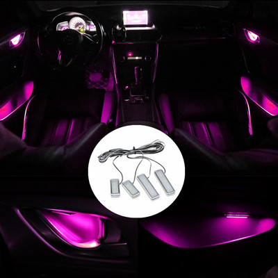 4 buc. Lumină ambientală LED pentru mașină, ușă interioară, mâner pentru bol, lumină pentru cotieră, ușă mașină, lampă decorativă pentru atmosferă, universală