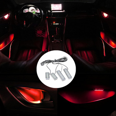 4 buc. Lumină ambientală LED pentru mașină, ușă interioară, mâner pentru bol, lumină pentru cotieră, ușă mașină, lampă decorativă pentru atmosferă, universală