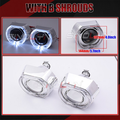 Lentile de proiector Sinolyn 3.0 inch Angel Eyes pentru faruri H7 H4 lămpi bi-xenon auto pentru accesorii auto Tuning Utilizați bec H1 HID
