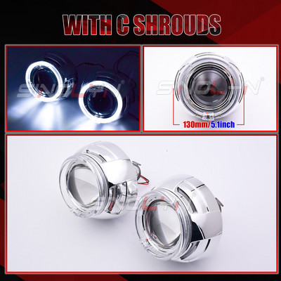 Lentile de proiector Sinolyn 3.0 inch Angel Eyes pentru faruri H7 H4 lămpi bi-xenon auto pentru accesorii auto Tuning Utilizați bec H1 HID