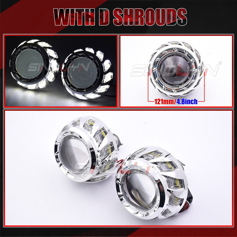 Lentile de proiector Sinolyn 3.0 inch Angel Eyes pentru faruri H7 H4 lămpi bi-xenon auto pentru accesorii auto Tuning Utilizați bec H1 HID