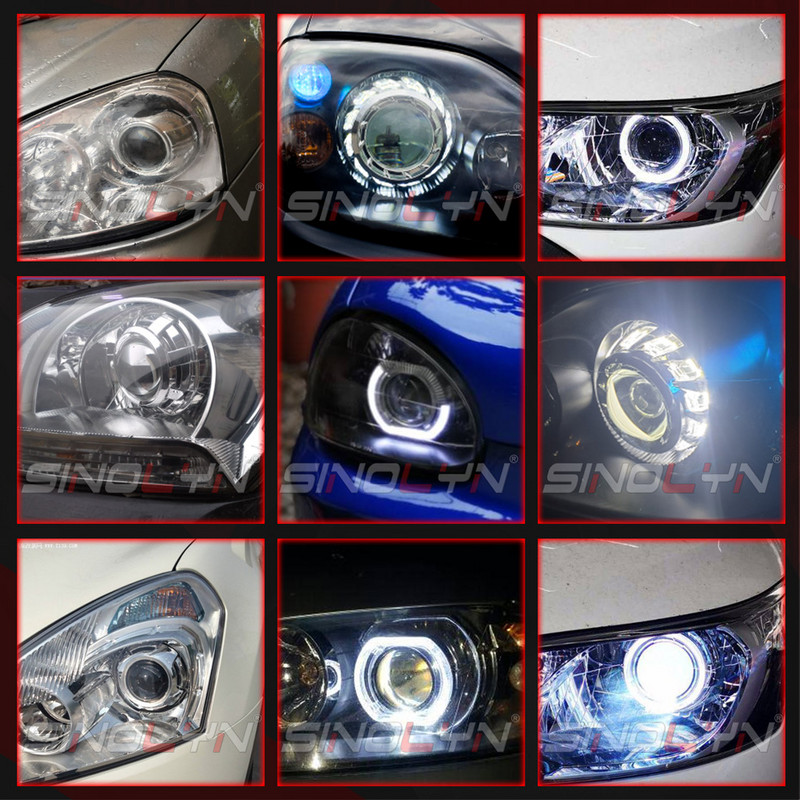 Lentile de proiector Sinolyn 3.0 inch Angel Eyes pentru faruri H7 H4 lămpi bi-xenon auto pentru accesorii auto Tuning Utilizați bec H1 HID