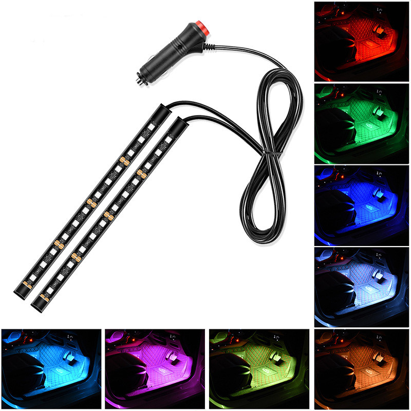 Lumină LED pentru mașină Lumină ambientală pentru picior Bandă LED RGB Atmosferă Lumină interioară Lumini decorative colorate Accesoriu auto 12v