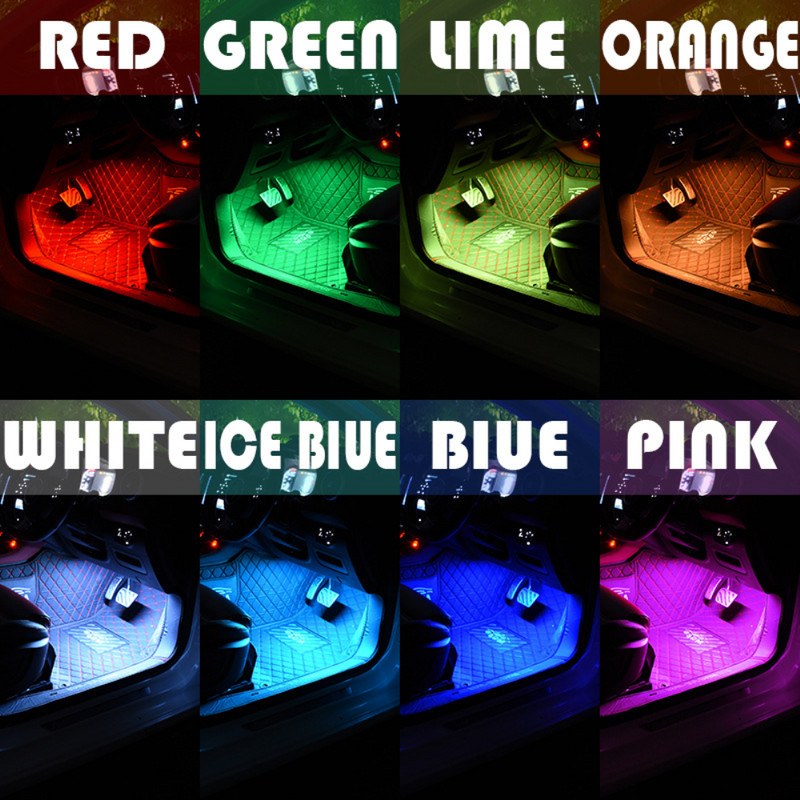 Lumină LED pentru mașină Lumină ambientală pentru picior Bandă LED RGB Atmosferă Lumină interioară Lumini decorative colorate Accesoriu auto 12v
