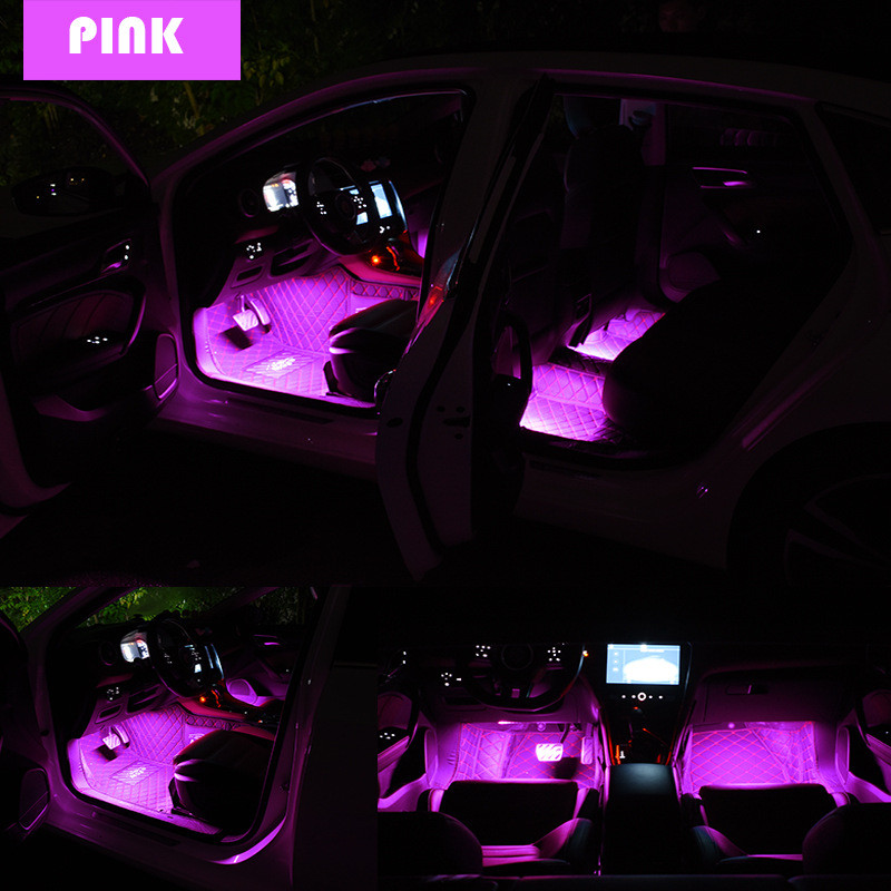 Lumină LED pentru mașină Lumină ambientală pentru picior Bandă LED RGB Atmosferă Lumină interioară Lumini decorative colorate Accesoriu auto 12v