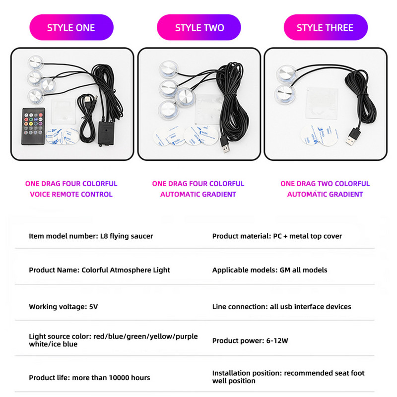 Comandă vocală de la distanță Lumini decorative LED Lampă de atmosferă de culoare cu saturație ridicată Lampă ambientală pentru interiorul autovehiculului