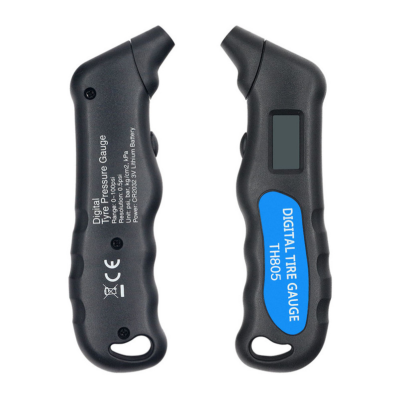 NAUJAS TH805 skaitmeninis automobilių padangų padangų oro slėgio matuoklis LCD ekranas manometro barometrų testeris automobilių sunkvežimių motociklų dviračiams
