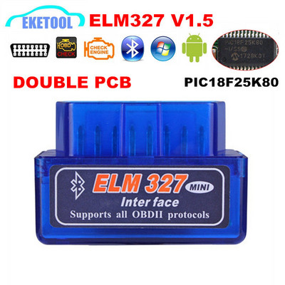 Hardware V1.5 Chip PIC18F25K80 ELM327 Bluetooth V1.5 Auto Code Reader Super MINI ELM 327 Works ΣΕ Android Symbian FW V1.5 BEST