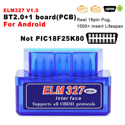 Androidile ELM327 V1.5 PIC18F25K80 OBD2 Bluetooth-skanner Automaatne tööriist ELM 327 V 1 5 OBD 2 koodilugeja autodiagnostika ODB2 adapter