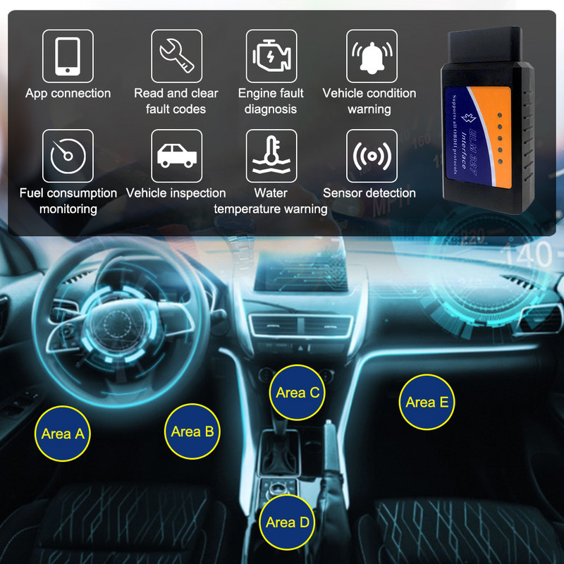 Scaner OBD2 ELM327 Detector de diagnosticare auto Instrument cititor de cod V1.5 WIFI Bluetooth OBD 2 pentru Android IOS Instrumente de reparare a scanării automate