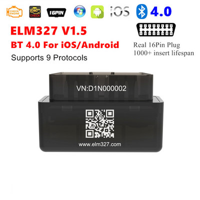 Mini ELM327 V1.5 WIFI Bluetooth 4.0 automaatse skanneri OBD2 auto ELM 327 testeri diagnostikatööriista uusim versioon Androidile Apple`ile