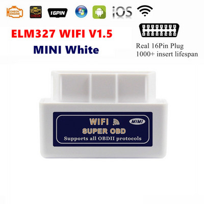 Mini ELM327 V1.5 WIFI Bluetooth 4.0 automaatse skanneri OBD2 auto ELM 327 testeri diagnostikatööriista uusim versioon Androidile Apple`ile