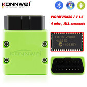 KONNWEI ELM327 V1.5 OBD2 skanner KW902 Bluetoothiga ühilduv autoskanner MINI ELM 327 OBD 2 KW902 koodilugeja Android-telefonile