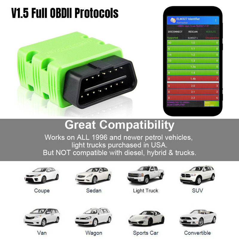 KONNWEI ELM327 V1.5 OBD2 skanner KW902 Bluetoothiga ühilduv autoskanner MINI ELM 327 OBD 2 KW902 koodilugeja Android-telefonile