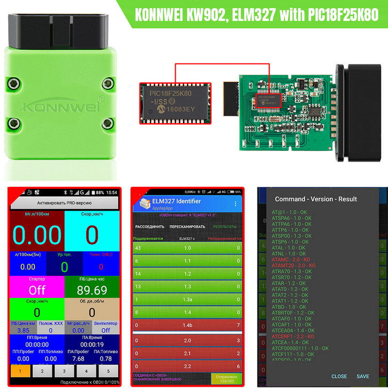 KONNWEI ELM327 V1.5 OBD2 skanner KW902 Bluetoothiga ühilduv autoskanner MINI ELM 327 OBD 2 KW902 koodilugeja Android-telefonile