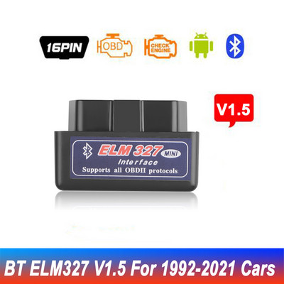 Bluetooth ELM327 MINI Inter Face V1.5 Auto OBD2 skener Alat za čitanje kodova Alat za dijagnostiku automobila Provjerite motor V1.5 za automobile 1992.-2021.