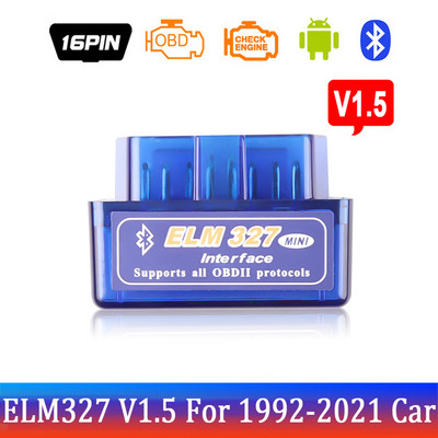 Bluetooth ELM327 MINI Inter Face V1.5 Auto OBD2 skener Alat za čitanje kodova Alat za dijagnostiku automobila Provjerite motor V1.5 za automobile 1992.-2021.