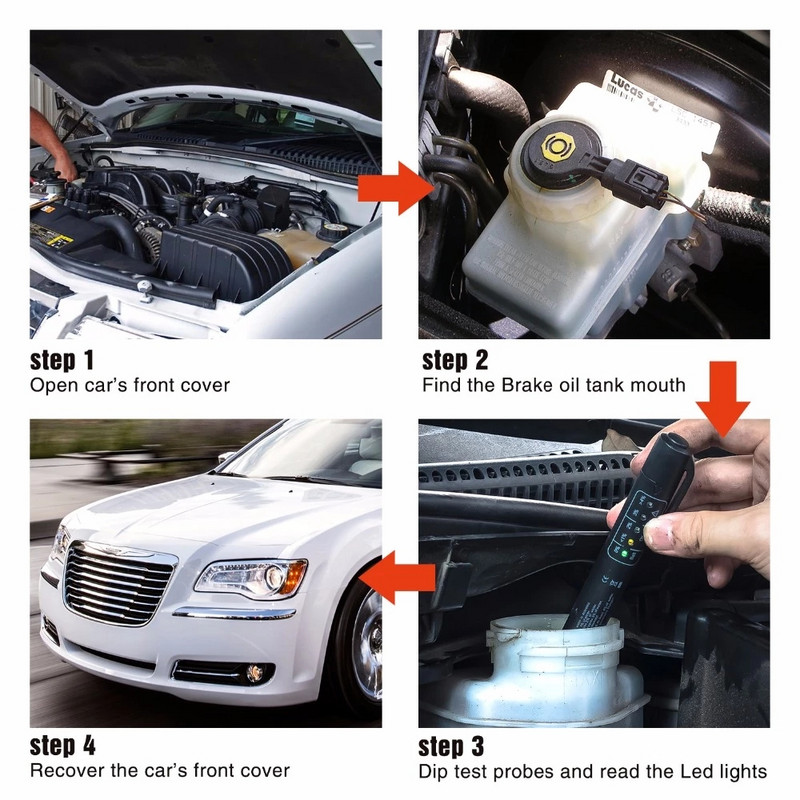 Tikslus alyvos kokybės tikrinimo rašiklis Universalus stabdžių skysčio testeris, automobilio stabdžių skysčio skaitmeninis testeris, transporto priemonės automobilių automobilių bandymo įrankis