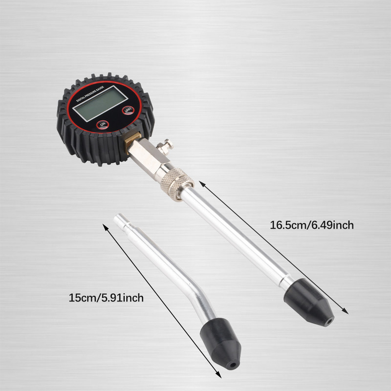 Automobilio suspaudimo testeris Skaitmeninis suspaudimo matuoklis 200 PSI transporto priemonės benzininio variklio cilindro kompresijos testerio adapterio žarnos komplektas