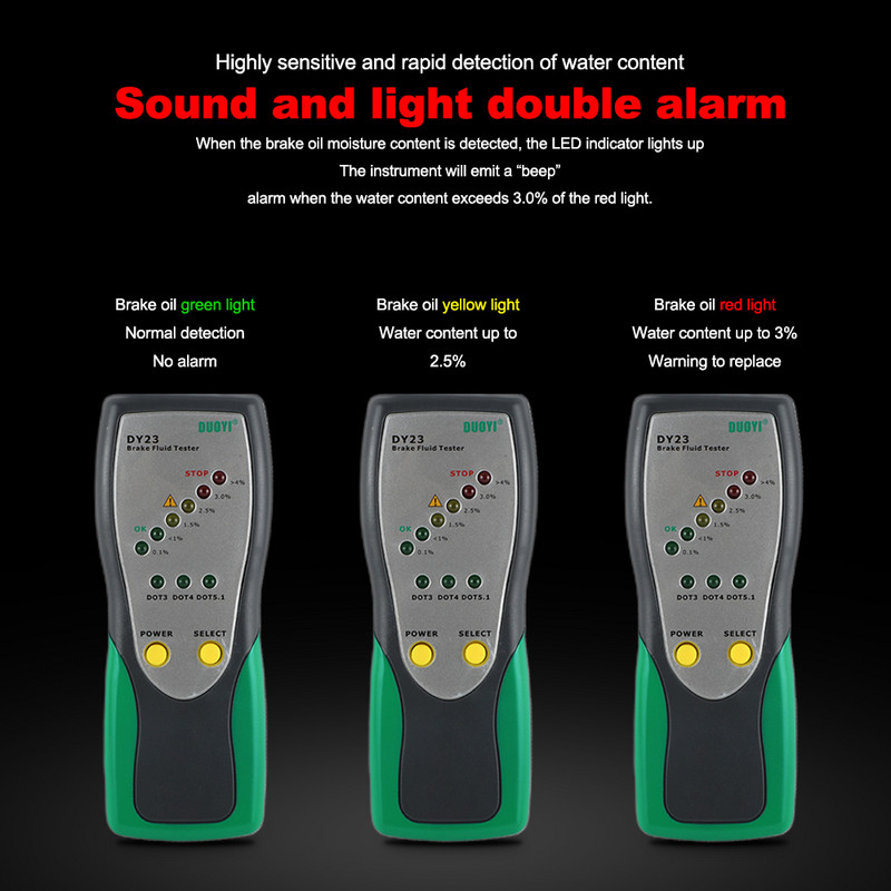 DUOYI Tester de lichid de frână auto DY23/DY23B Test precis de lichid de frână auto Verificarea conținutului de apă a uleiului universal DOT 3/4/5