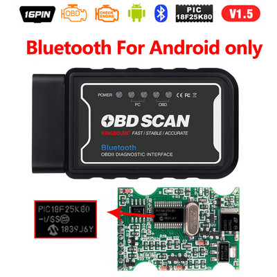 ELM327 OBD2 skeneris V1.5 PIC18F25K80 BT/WIFI Auto diagnostikas rīki Auto ELM 327 OBDII kodu lasītājs Darbs Android/IOS/Windows 12V