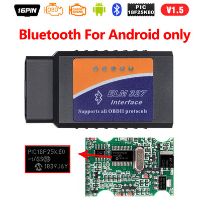 ELM327 OBD2 skeneris V1.5 PIC18F25K80 BT/WIFI Auto diagnostikas rīki Auto ELM 327 OBDII kodu lasītājs Darbs Android/IOS/Windows 12V