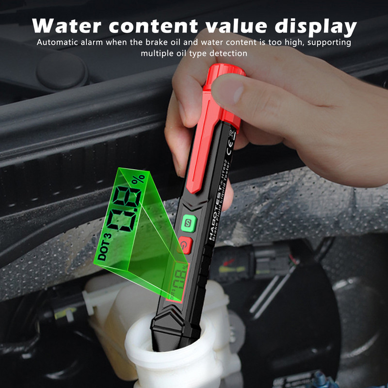 Bremžu šķidruma testeris Automašīnas bremžu šķidruma digitālais testeris priekš DOT3/DOT4/DOT5.1 precīzas eļļas kvalitātes pārbaudes pildspalvas skaņas gaismas signāls